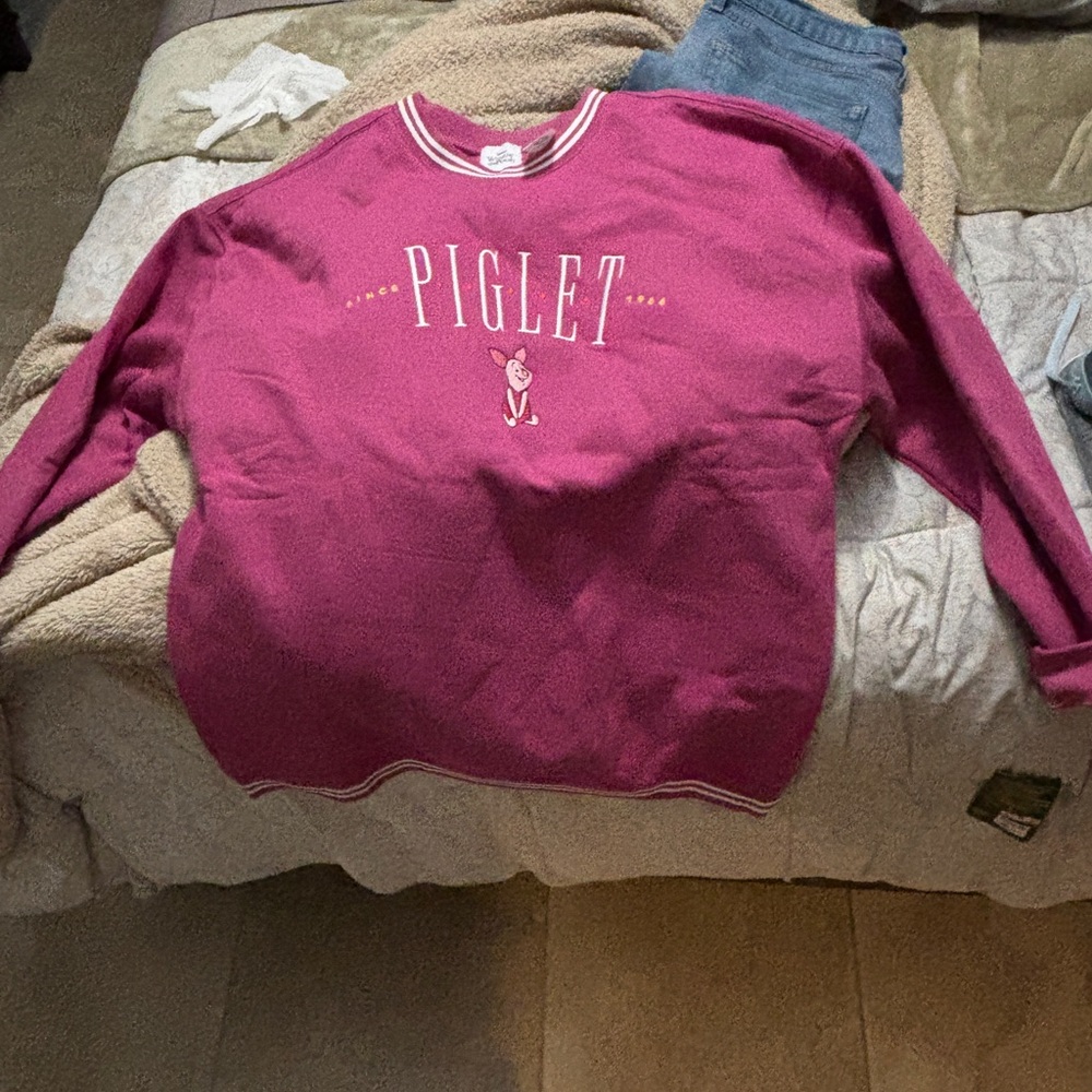 Disney Piglet Maroon Crew Neck Sweater